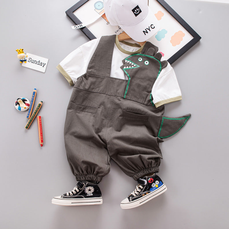 T-shirt Suspender Shorts Two-piece Set