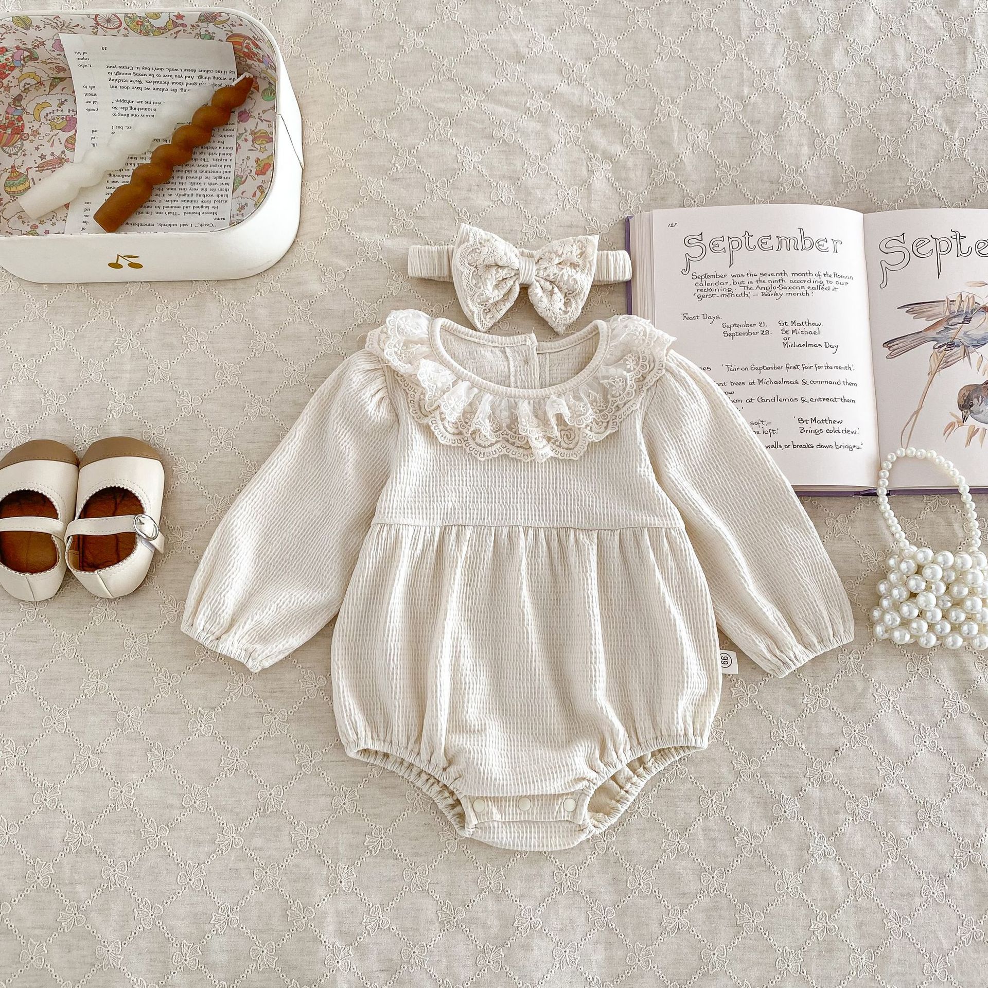 Newborn Waffle Grace Collar Jumpsuit