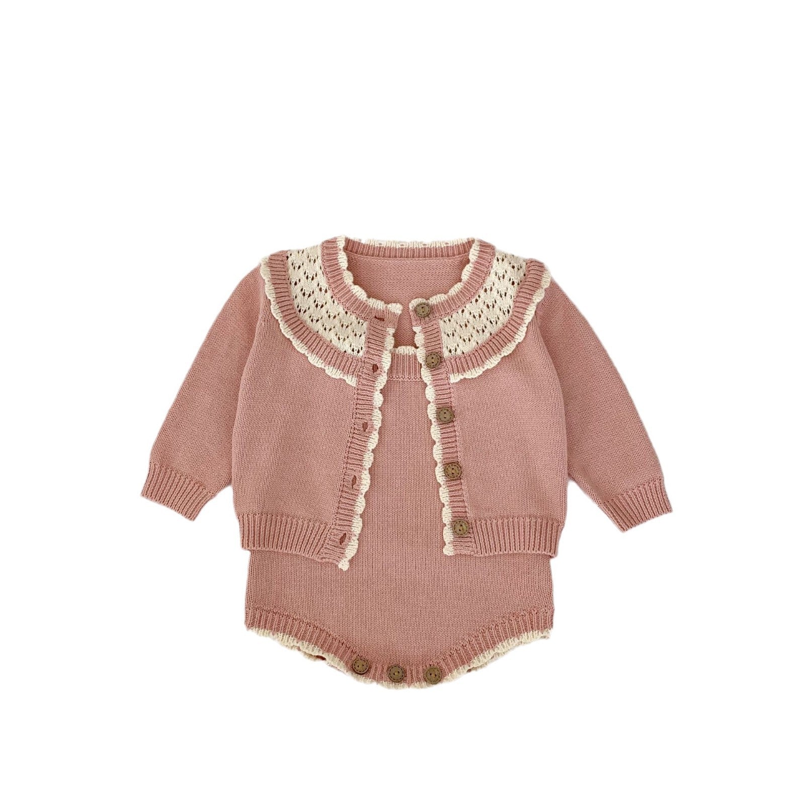 Knitting Suit Contrast Color Sweater Suspender Romper