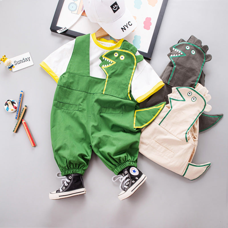 T-shirt Suspender Shorts Two-piece Set