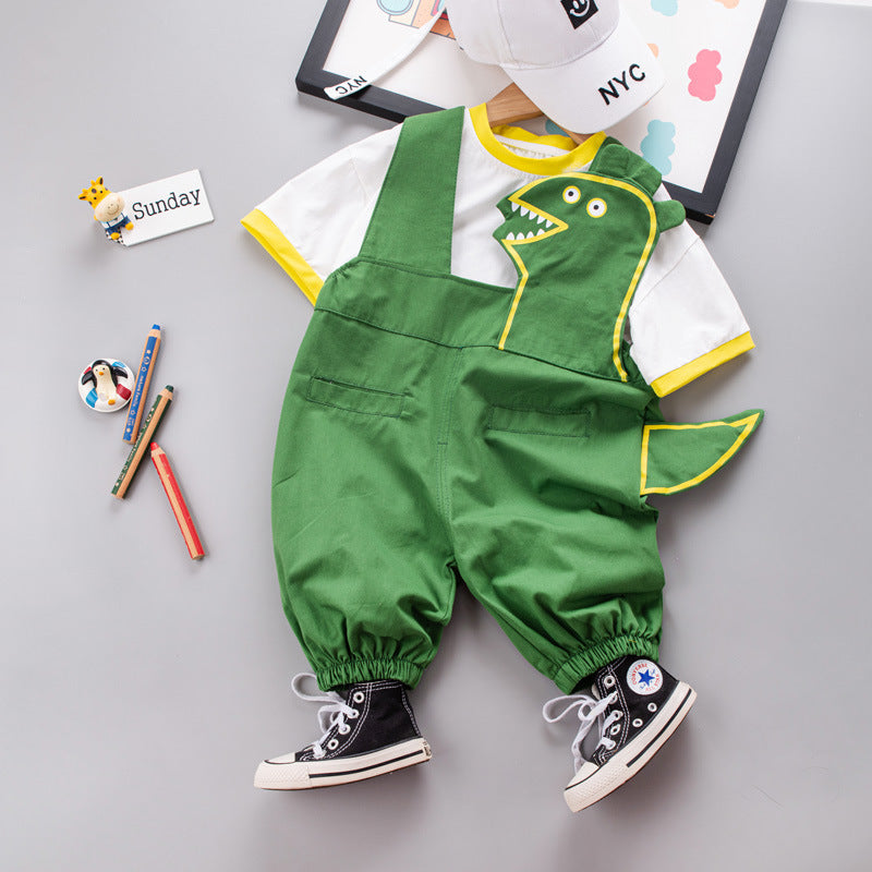 T-shirt Suspender Shorts Two-piece Set